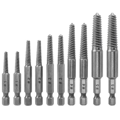 Set di estrattori e estrattori per viti danneggiate da 10 pezzi Set di estrattori per viti rotte con codolo esagonale da 1/4 di pollice Viti per punte da trapano Bulloni Qu - My Hashtag Shop