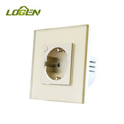 LOUTSGEN Zigbee Presa a muro Tipo-c Porte di ricarica USB Spine intelligenti UE Presa di corrente App Tuya Smart Life Pannello in vetro temperato Alexa HASHTAG