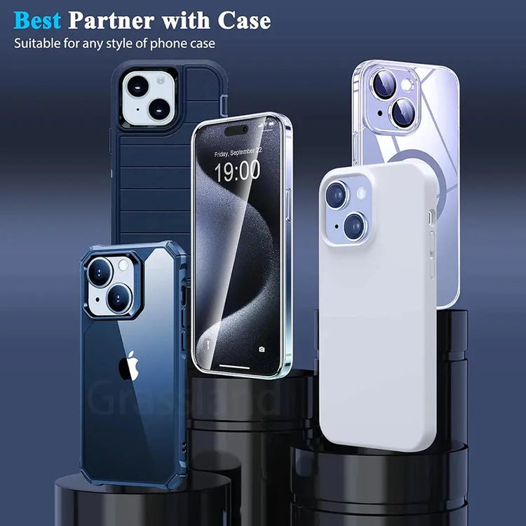 4 pezzi di vetro temperato per iPhone 16 15 14 13 12 11 Pro Max protezione dello schermo per iPhone 7 8 Plus X XS Max XR pellicola protettiva in vetro - My Hashtag Shop
