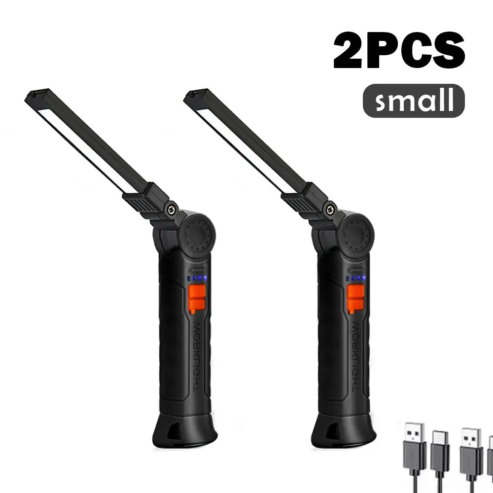 Luci da lavoro ricaricabili Torcia pieghevole a LED con base magnetica COB Light 360 ° Ruota il campeggio di emergenza del garage domestico di riparazione auto - My Hashtag Shop