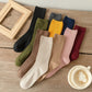 Women Cotton Loose Socks 10Pairs Retro Knitting Solid Color Long Black Liebe - Making Life Easier
