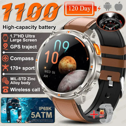 2026 Nuovo T-Rex3 Pro 1100mAh Batteria Astuto Della Vigilanza GPS percorso 5ATM Impermeabile Sport Run tracker All&