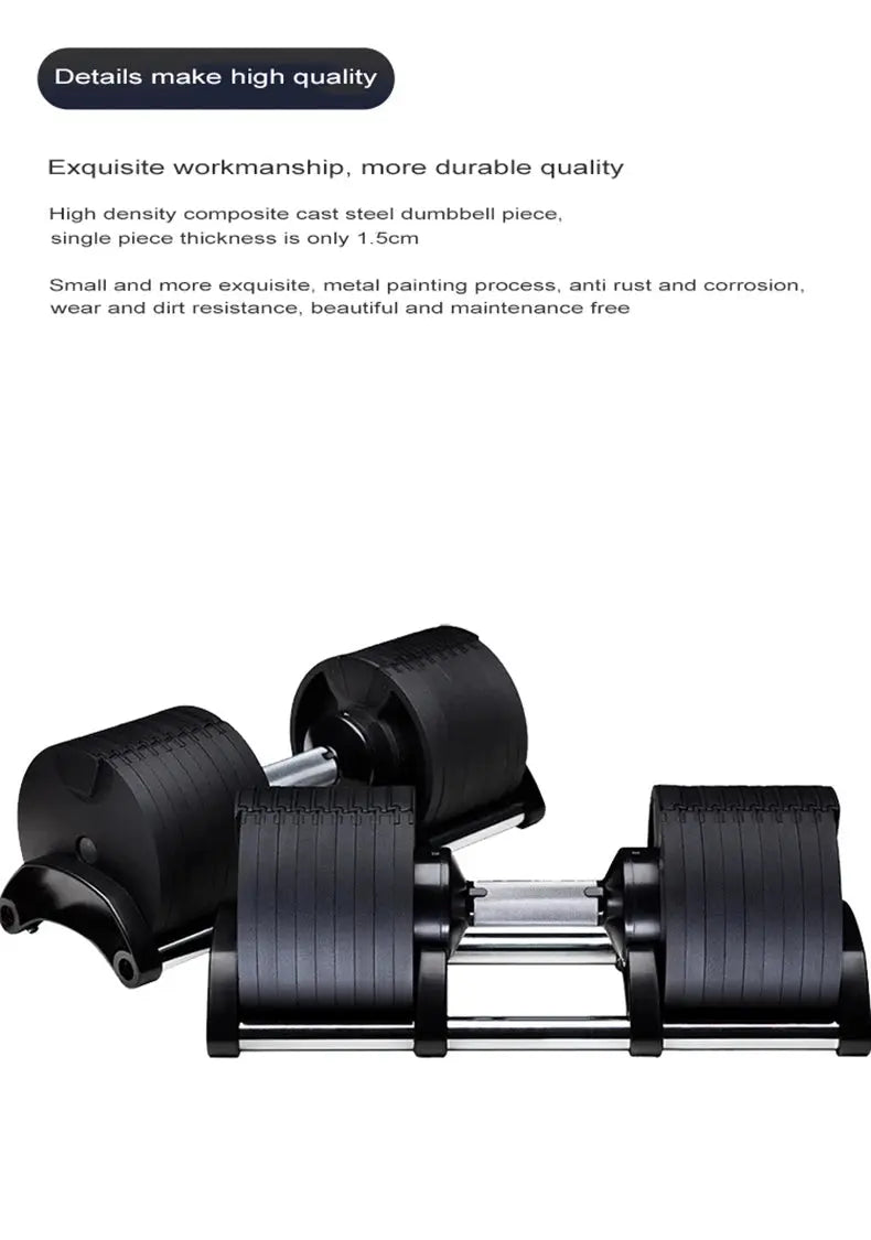 Set manubri rotondi regolabili, seconda generazione, aumento 2 kg, 24 kg, 36 kg, fitness, appena aggiornato - My Hashtag Shop