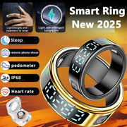 Anello intelligente 2025 con schermo di visualizzazione e touch, ricarica wireless, direttore di salute, impermeabile 5 ATM per uomo donna Anelli R12 R11 HASHTAG