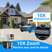 Telecamera di sicurezza solare 4K wireless esterna 360 °   PTZ AI Rilevamento umano IP66 Impermeabile 8000mAh HASHTAG