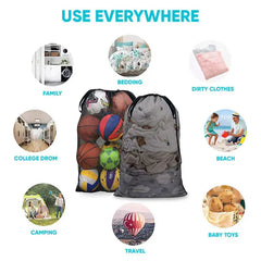 Borse sportive in rete di grandi dimensioni Confezione per riporre borse per vestiti Borsa con coulisse per riporre attrezzature per il nuoto di basket, pallavolo, baseball HASHTAG