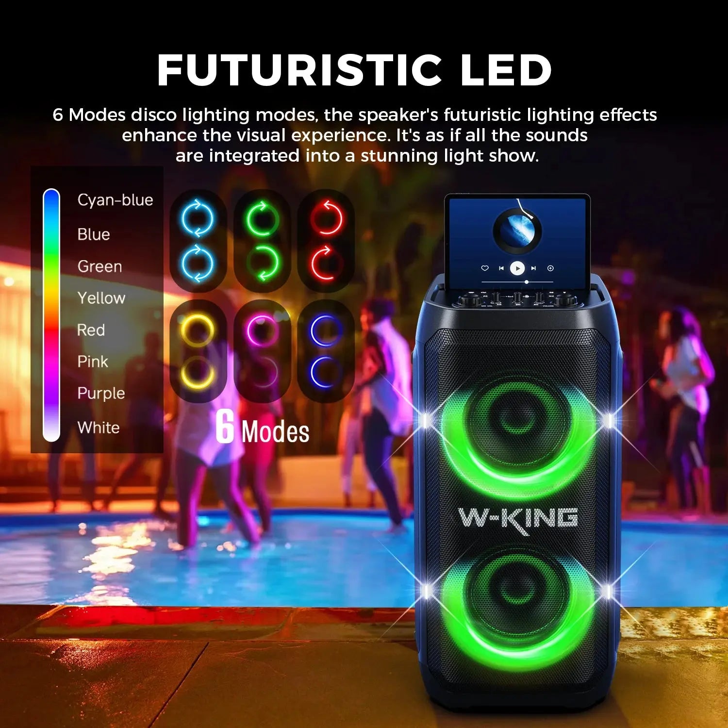 W-KING T12 Tragbare Bluetooth-sprecher-Box con suono MAX Pro da 370 W, Lichtshow, CSB, Bass Boost, Rollen e Teleskopgriff - My Hashtag Shop