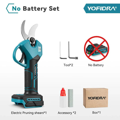 Forbici elettriche per potatura YOFIDRA 30mm senza spazzole, 2 velocità, senza fili, per potatura alberi, compatibili con batteria Makita 21V.