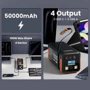 Power Bank 50000mAh 100W PD PPS Ricarica super veloce Batteria di ricambio portatile Tipo-C Cavo retrattile Powerbank per telefono portatile HASHTAG