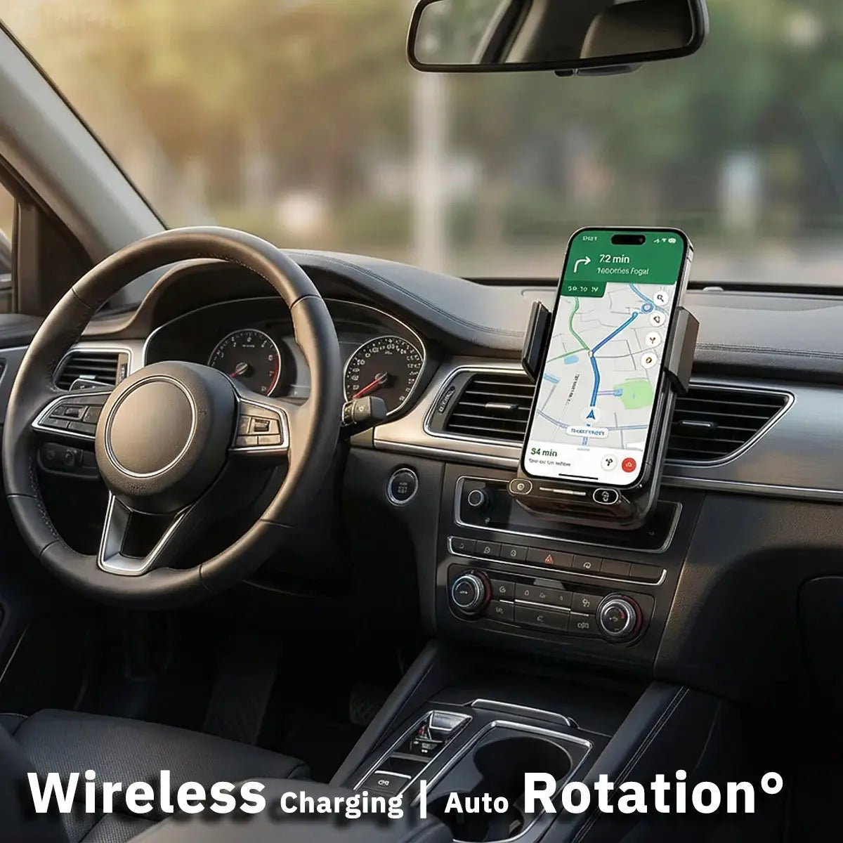 Caricatore per telefono per auto Supporto per telefono Caricatore wireless e cablato da 15 W Rilevamento automatico Rilascio e rotazione con un solo tocco Certificato Qi FCC ROHS - My Hashtag Shop