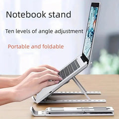 Portable Laptop Stand  Foldable ABS Material, Adjustable Desktop Height, Heat Dissipation, Laptop Stand, Storage Rack laptop arm HASHTAG
