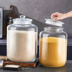 Large Glass Storage Jars Sealed Design Home Decor Wide Mouth Containers Reusable Kitchen Canister Clear Glass Jar HASHTAG