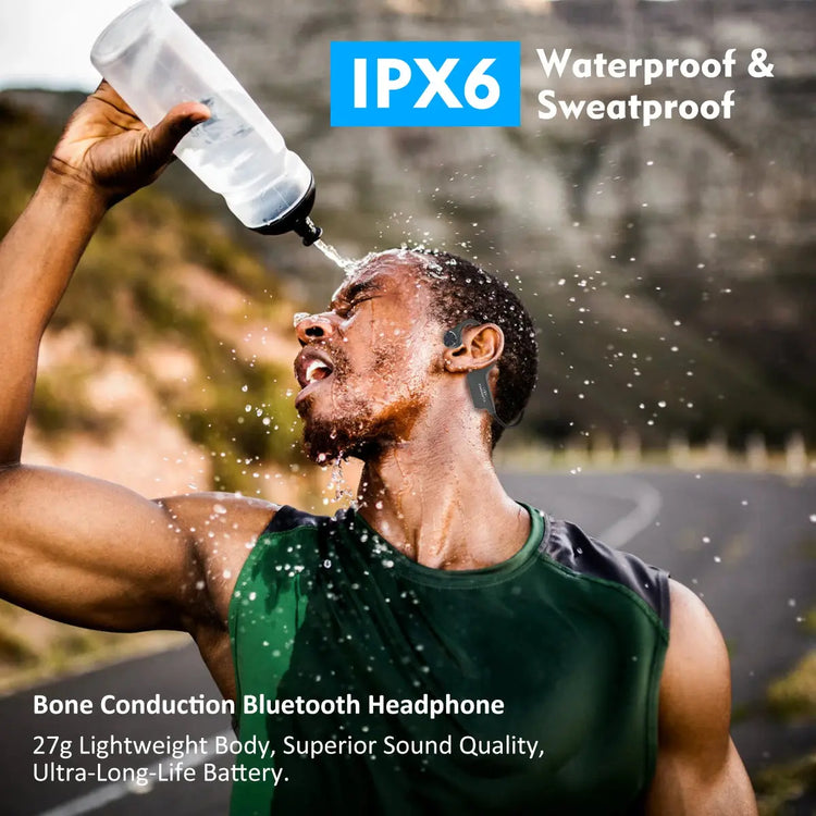 Cuffie Bluetooth a conduzione ossea reale Auricolari wireless IPX6 Cuffie impermeabili con microfono per allenamenti Guida Sport - My Hashtag Shop