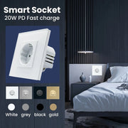 LOUTSGEN Zigbee Presa a muro Tipo-c Porte di ricarica USB Spine intelligenti UE Presa di corrente App Tuya Smart Life Pannello in vetro temperato Alexa HASHTAG