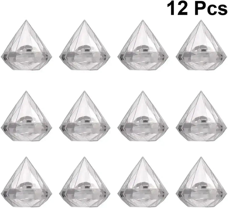 Diamond Shaped Candy Boxes Transparent Wedding Favors 12 Pcs Container. - HASHTAG