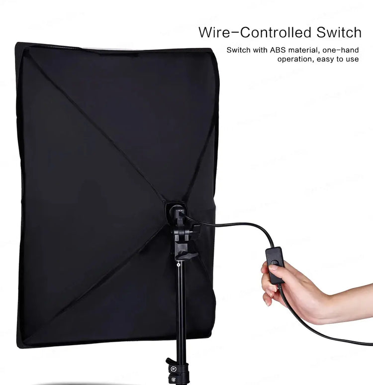 SH Kit di illuminazione Fotografia 50x70CM Softbox Sistema di illuminazione professionale con lampadine fotografiche E27 Attrezzatura per studio fotografico - My Hashtag Shop