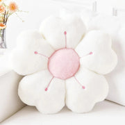 Morbido cuscino da tiro con fiori di margherita in peluche - Comodo cuscino decorativo per letto e divano, bianco/rosa, adorabile design floreale HASHTAG