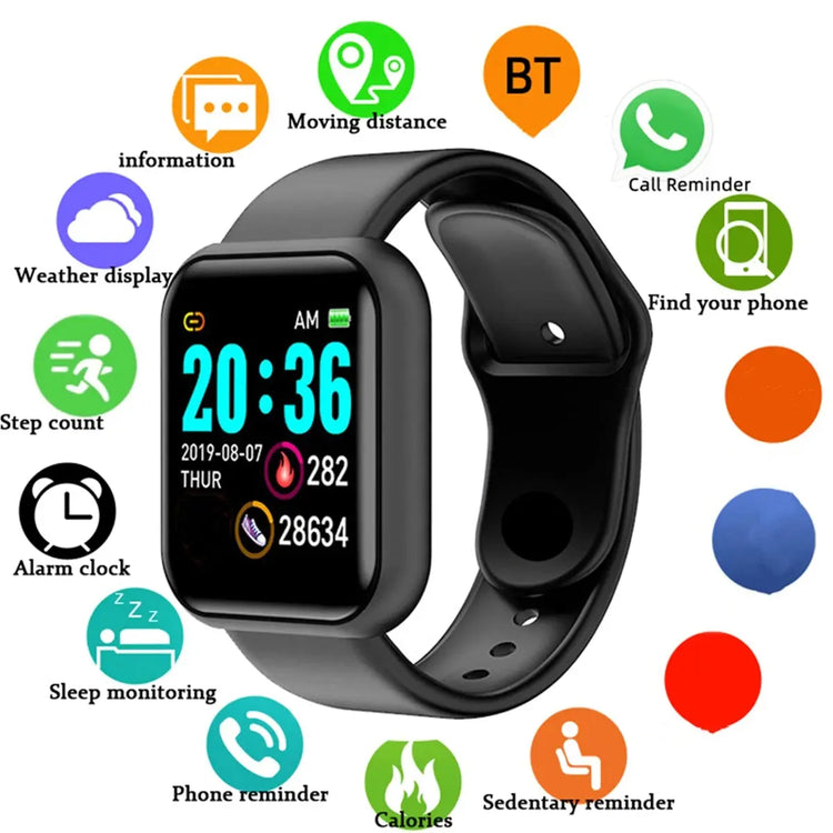 Smartwatch Uomo Donna Orologi da polso Smart Watch Messaggio Fitness Monitor Bracciale Regalo di compleanno Orologio elettronico per Android IOS - My Hashtag Shop