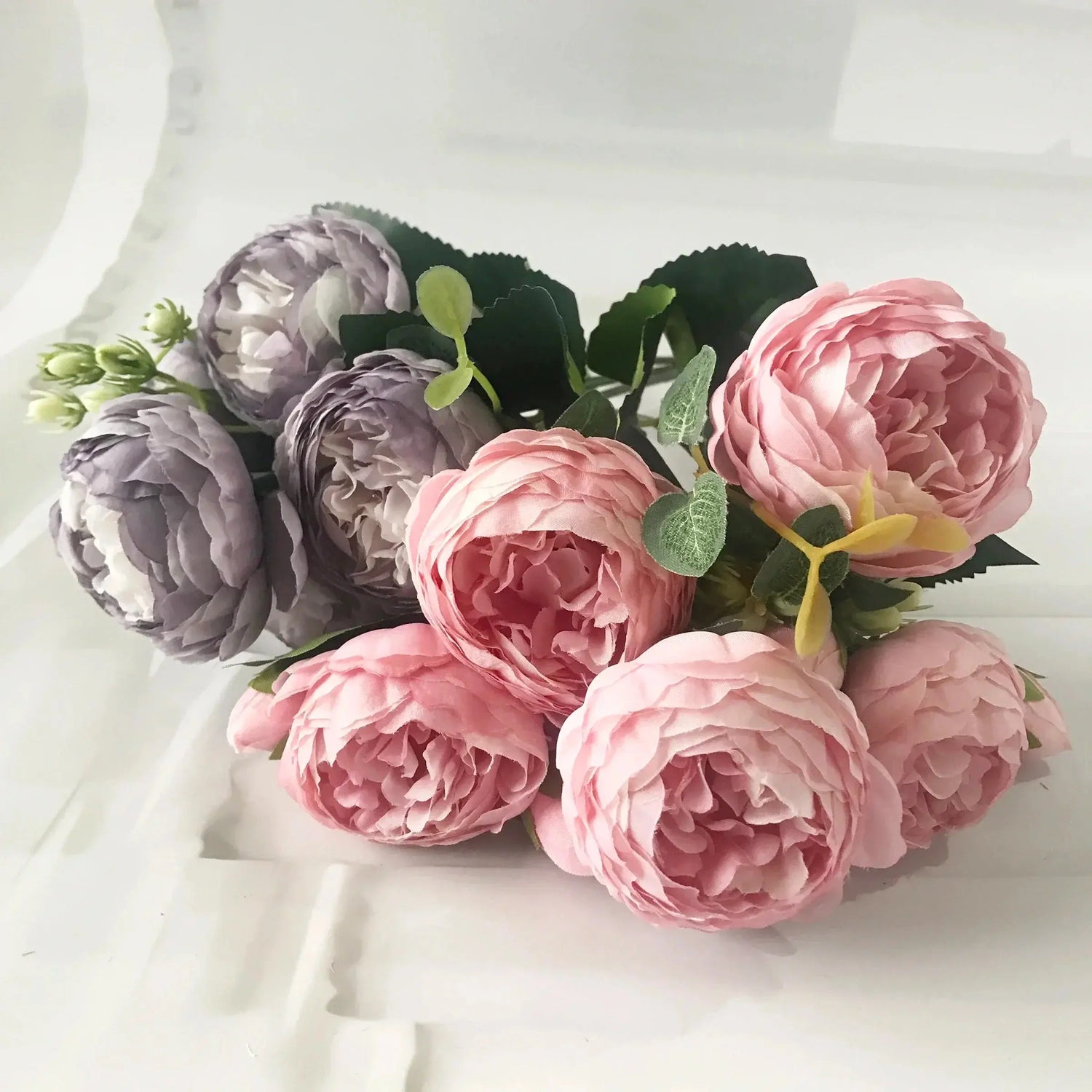 Silk Peony Artificial Flowers Bouquet 5 Big Head 30cm Rose Pink Liebe - Making Life Easier