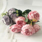 Silk Peony Artificial Flowers Bouquet 5 Big Head 30cm Rose Pink Liebe - Making Life Easier