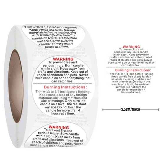 Candle Jar Container Labels Wax Melting Safety Warning Stickers - HASHTAG