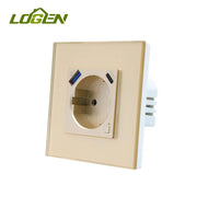 LOUTSGEN Zigbee Presa a muro Tipo-c Porte di ricarica USB Spine intelligenti UE Presa di corrente App Tuya Smart Life Pannello in vetro temperato Alexa HASHTAG