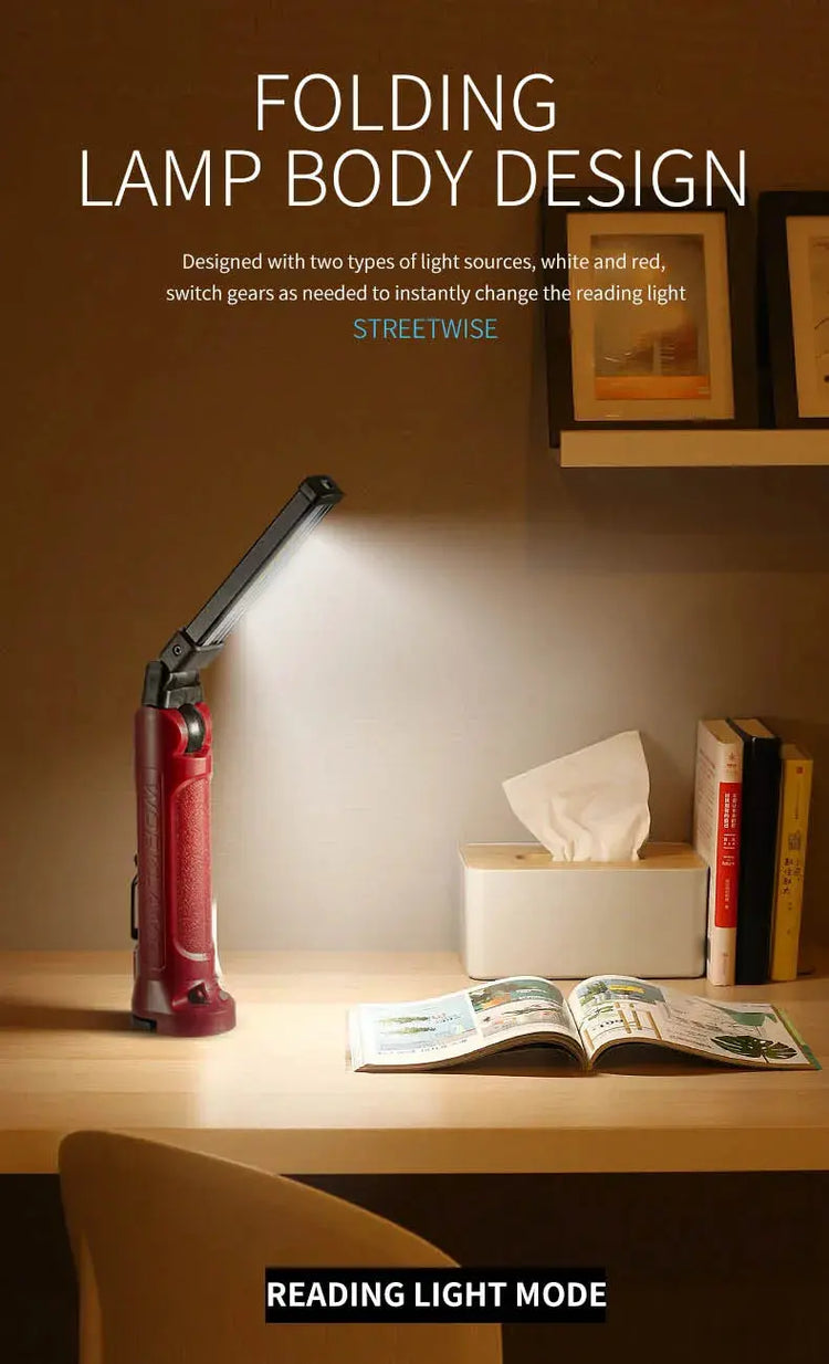 Lampada da lavoro a LED COB Torcia pieghevole ricaricabile Illuminazione da campeggio per riparazioni auto Lampade portatili con gancio magnetico - My Hashtag Shop