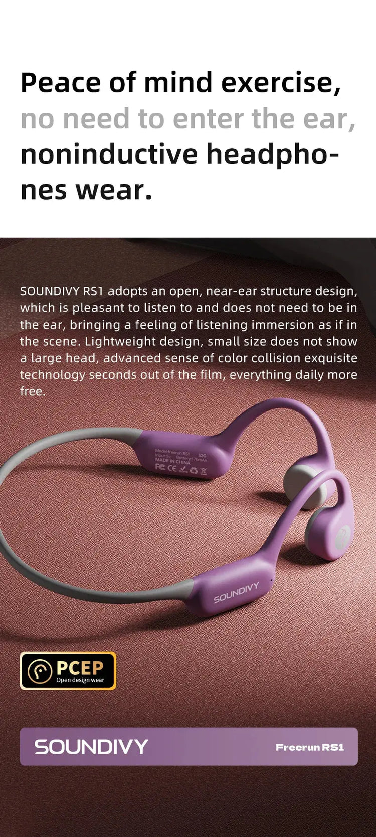 SOUNDIVY RS1 Auricolari a conduzione ossea Bluetooth Wireless Memoria da 32 GB IPX8 Auricolari sportivi per nuoto e corsa impermeabili - My Hashtag Shop