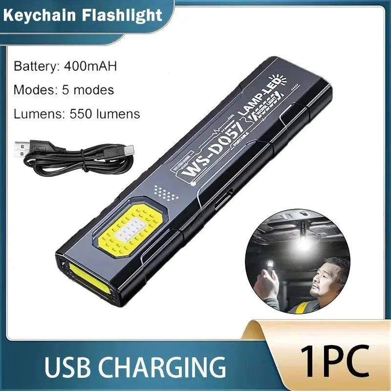 Potente mini torcia portachiavi LED COB USB C ricaricabile lampada da lavoro sospesa portachiavi impermeabile lampada da tasca da campeggio - My Hashtag Shop