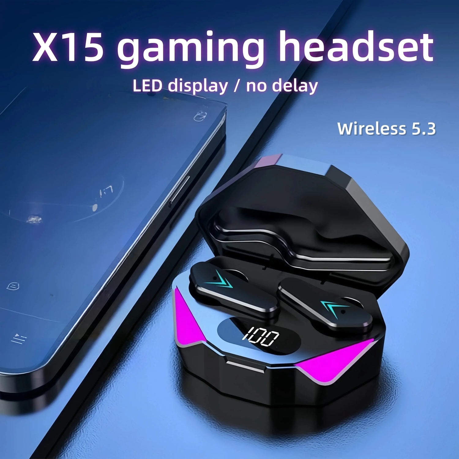 Auricolare Bluetooth wireless Display a LED Auricolari da gioco con microfono Cuffie wireless Auricolari Bluetooth con cancellazione del rumore - My Hashtag Shop