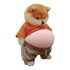 Adesivo 3D per pancia di cane Shiba Inu - Cucciolo carino con vestito arancione e sfondo rosa tenue, autoadesivo in silicone - My Hashtag Shop