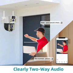 Telecamera di sicurezza solare 4K wireless esterna 360 °   PTZ AI Rilevamento umano IP66 Impermeabile 8000mAh HASHTAG