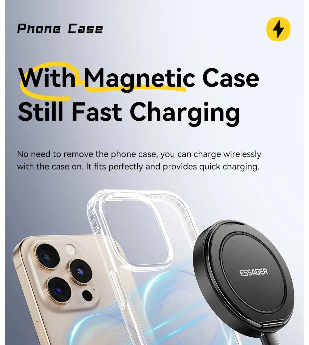 Caricabatterie wireless magnetico Essager con supporto 15W ricarica rapida per iPhone16 15 14 13Pro Max Airpods Mini caricabatterie per telefono wireless - My Hashtag Shop
