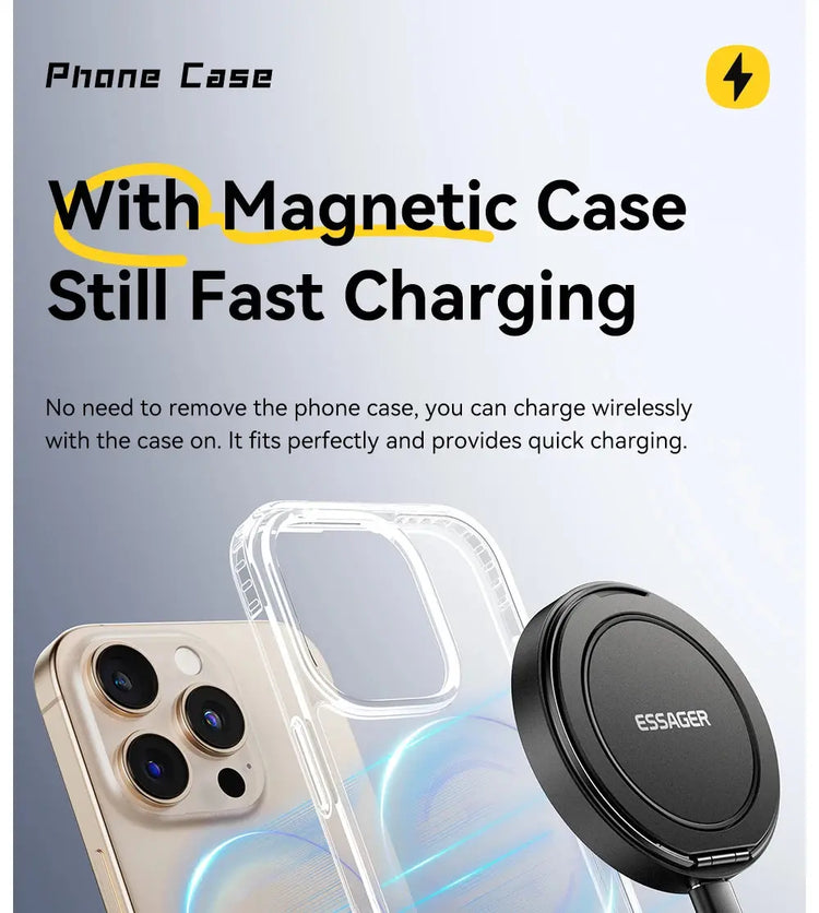 Caricabatterie wireless magnetico Essager con supporto 15W ricarica rapida per iPhone16 15 14 13Pro Max Airpods Mini caricabatterie per telefono wireless - My Hashtag Shop