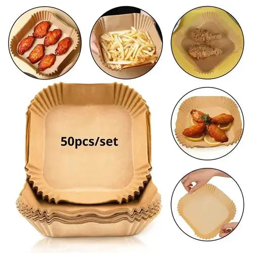 50pcs/set Air Fryer Disposable Paper Parchment Wood Pulp Steamer AliExpress