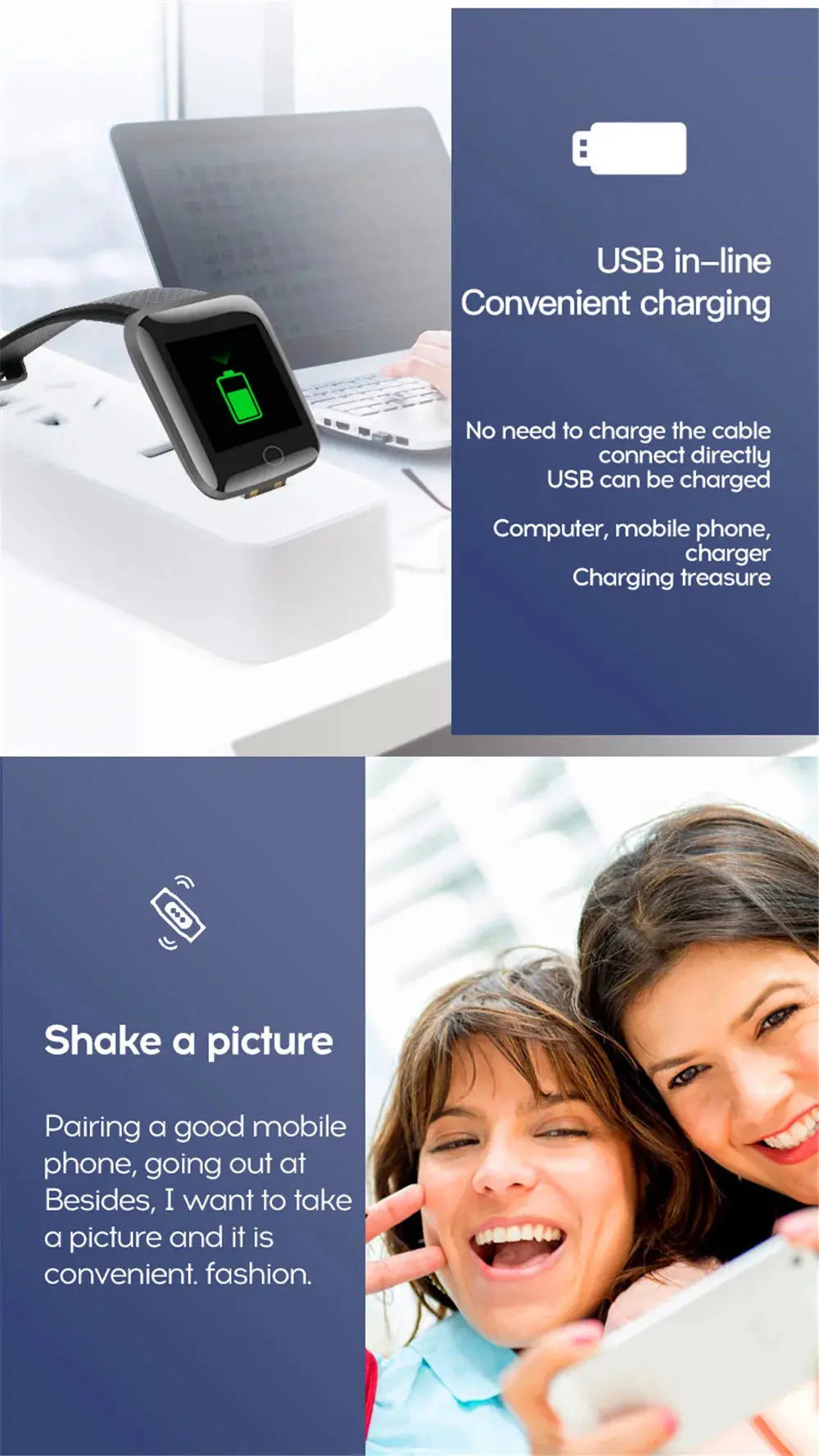 Smartwatch Uomo Donna Orologi da polso Smart Watch Messaggio Fitness Monitor Bracciale Regalo di compleanno Orologio elettronico per Android IOS - My Hashtag Shop