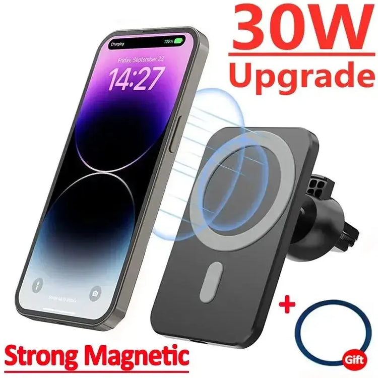 Caricatore wireless per auto magnetico da 30 W per iPhone 15 14 13 12 Pro Max Mini Macsafe Supporto per telefono per auto Supporto per supporto Stazione di ricarica rapida - My Hashtag Shop