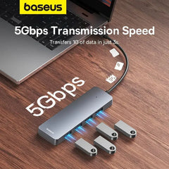 Baseus Usb Hub 4 porte ABS Hub Usb 3 0 per Laptop adattatore Multi Splitter per Xiaomi Lenovo Macbook PC accessori per Computer HASHTAG