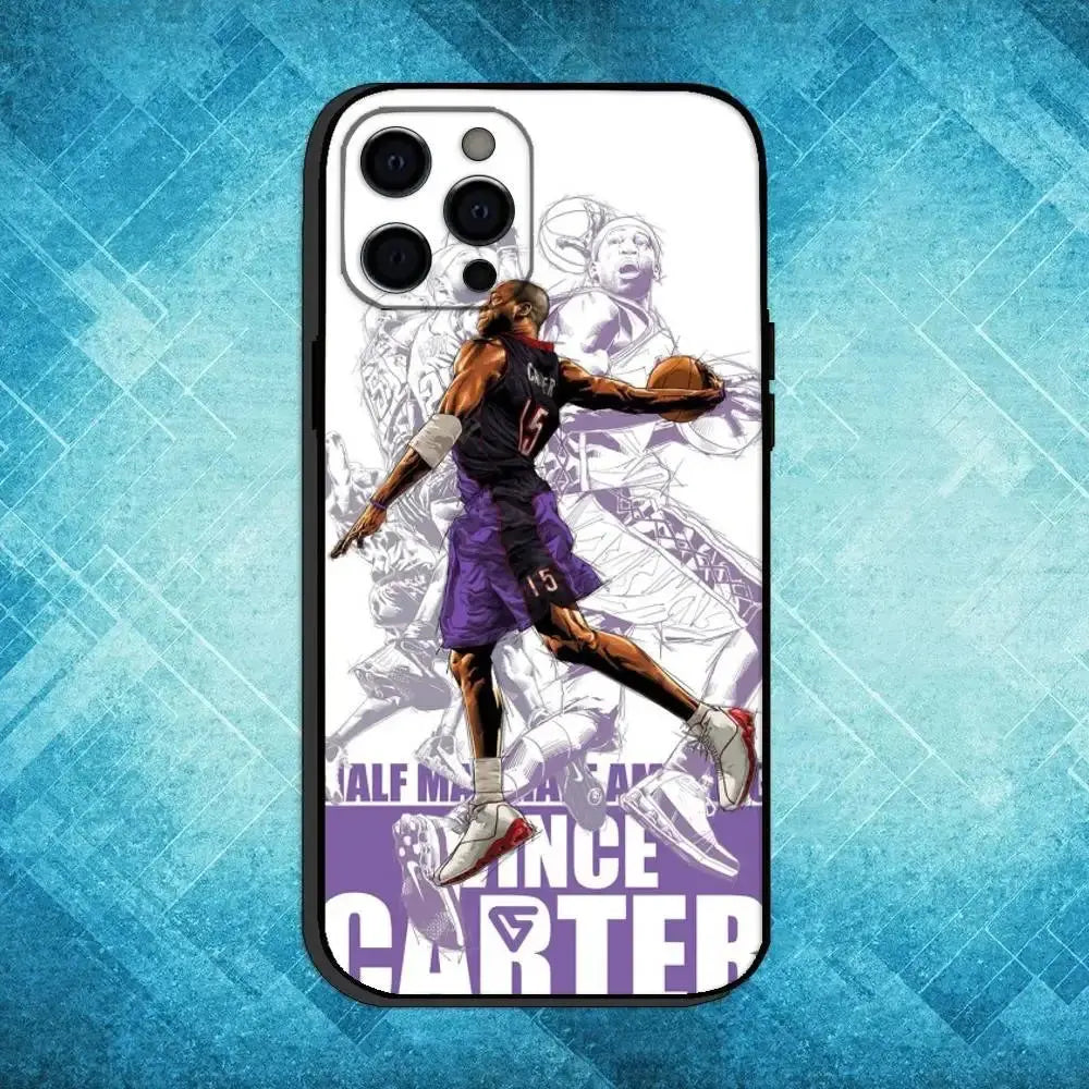 Custodia per telefono Basket V-Vince C-Carter 15 per iPhone17,16,15,14,13,12,11 Plus,Pro Max Cover morbida nera - My Hashtag Shop