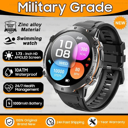Nuovo Militare T-Rex3 1000mAh Batteria SmartWatch Da Uomo 10ATM Impermeabile GPS Bussola da 1.73 pollici AMOLED Schermo Chiamata Sport Smartwatch My Hashtag Shop