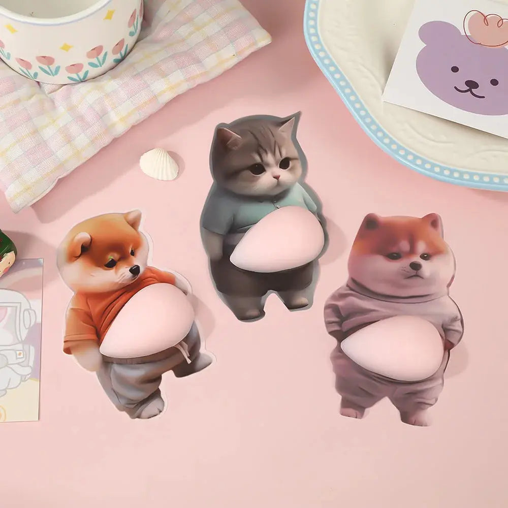 Adesivo 3D per pancia di cane Shiba Inu - Cucciolo carino con vestito arancione e sfondo rosa tenue, autoadesivo in silicone - My Hashtag Shop