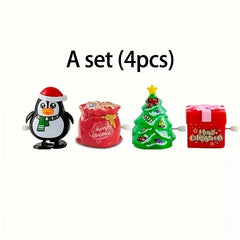 3 sets of wind-up Christmas gifts for the holiday season: moving Santa Claus, snowman and a reindeer in your hands. HASHTAG