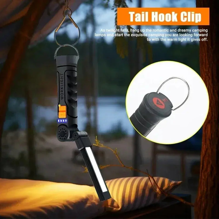 Torcia portatile a LED COB Lampada da lavoro ricaricabile USB Lanterna magnetica Lampada a sospensione con batteria incorporata Torcia da campeggio - My Hashtag Shop