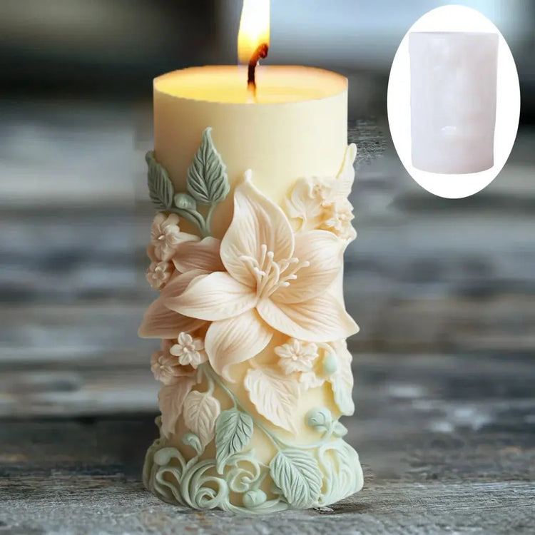 Silicone Mold Flower Lavender Gypsum Cylindrical Candle Making Liebe - Making Life Easier
