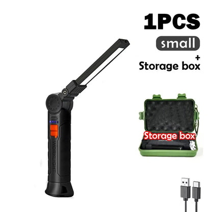 Luci da lavoro ricaricabili Torcia pieghevole a LED con base magnetica COB Light 360 ° Ruota il campeggio di emergenza del garage domestico di riparazione auto - My Hashtag Shop