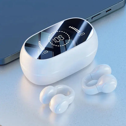 Nuova superficie a specchio Display digitale Clip per orecchio in silicone morbido Cuffie Bluetooth wireless con riduzione del rumore, alta definizione, senza perdita per lo sport - My Hashtag Shop