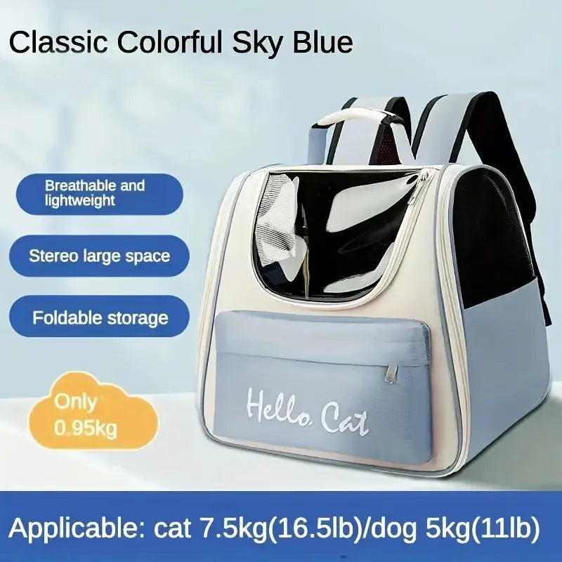 Zaino pieghevole per animali domestici di grande capacità con chiusura a zip, maniglia e sfiato in rete, perfetto per viaggiare gatti e cani di piccola taglia - My Hashtag Shop