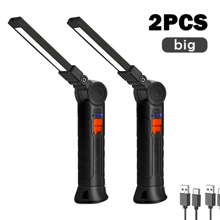Luci da lavoro ricaricabili Torcia pieghevole a LED con base magnetica COB Light 360 ° Ruota il campeggio di emergenza del garage domestico di riparazione auto - My Hashtag Shop