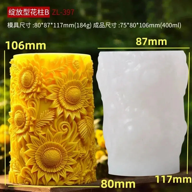 Silicone Mold Flower Lavender Gypsum Cylindrical Candle Making Liebe - Making Life Easier