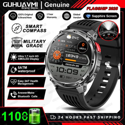 Nuovo T-REX3 Ultra 1100mAh Batteria SmartWatch 10ATM GPS impermeabile Bussola Torcia 1.7 "AMOLED HD Chiamata Sport Smart Watch da uomo - My Hashtag Shop